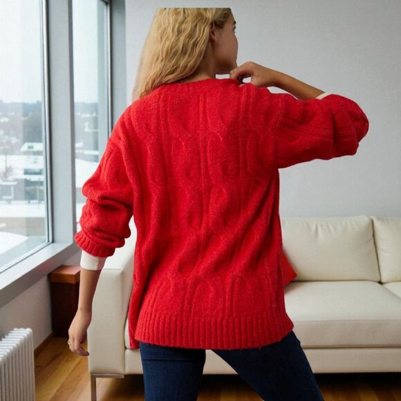 NEW!!! AMERICAN EAGLE SOFT CABLE KNIT SWEATER - COLOR CHERRY (RED) - SIZE XL - Picture 4 of 10